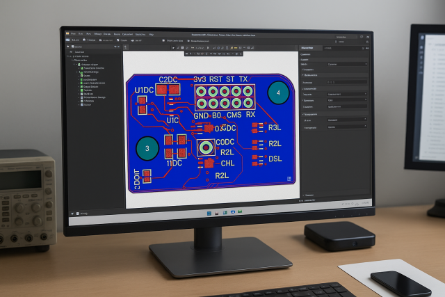 Diseño de placa electrónica personalizada en software CAD.